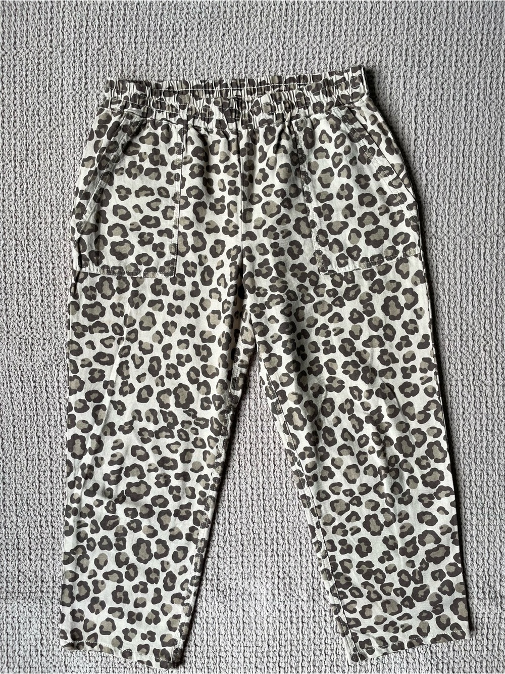 MONROW Leopard Print Cargo Pants Size Small Pull-On Cotton Pants